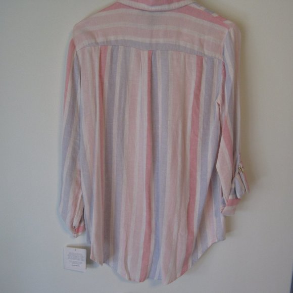 Ellen Tracy Linen Boho Top Tunic Shirt - Picture 2 of 4